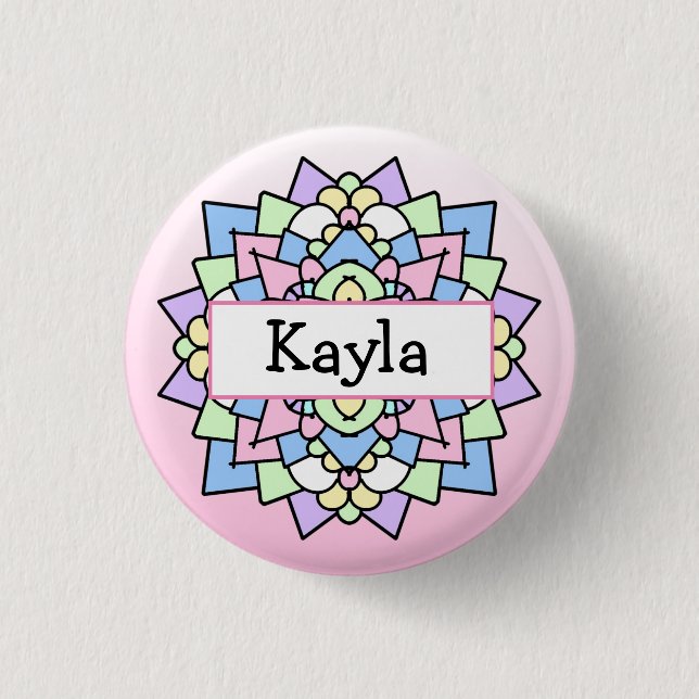 Pretty Pink and Purple Mandala      Button (Front)