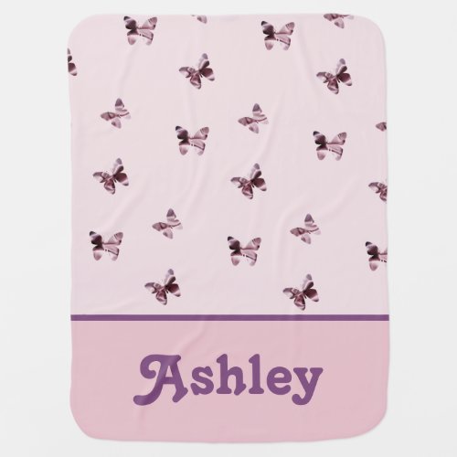 Pretty Pink and Purple Silk Butterfly Pattern Baby Blanket