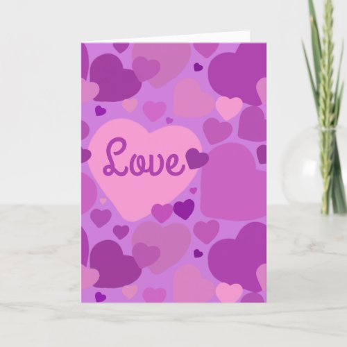 Pretty Pink and Purple Valentines Day Hearts Holiday Card