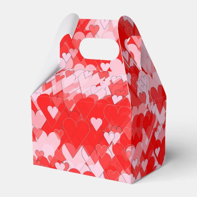 Pretty Pink and Red Hearts Favor Boxes (Front Side)