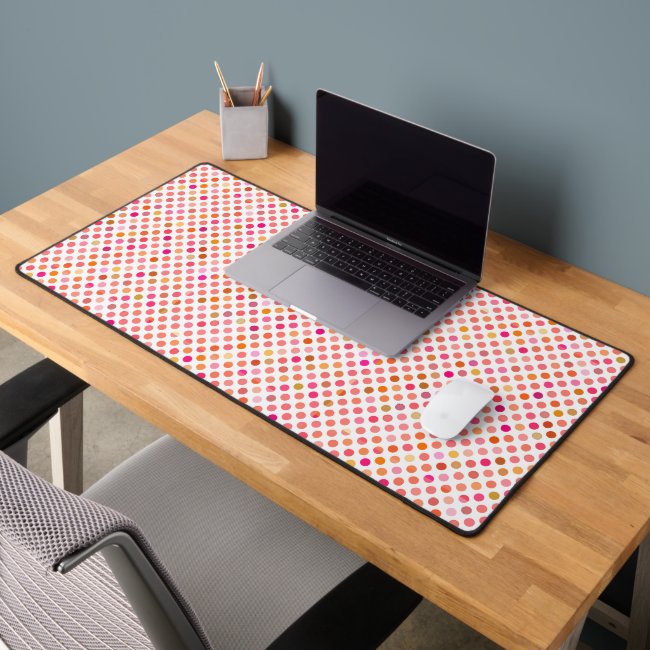Pretty Pink and Red Pattern Polka Dots Desk Mat