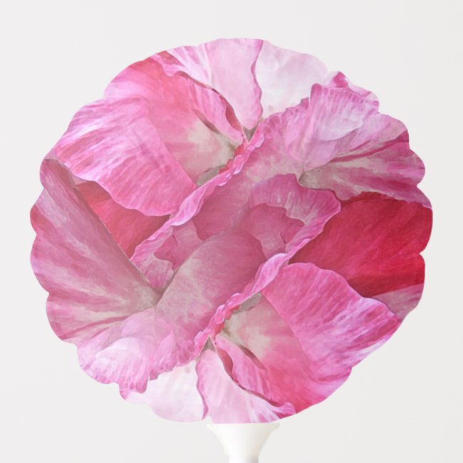 Pretty Pink and Red Poppy Flowers Balloon