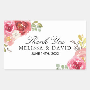Red Gold Rectangle Wedding Stickers Labels Zazzle