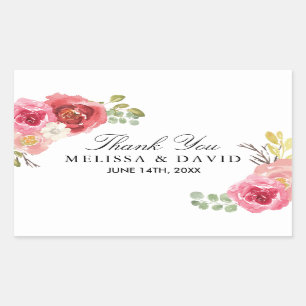 Pretty Pink and Red Thank You Stickers