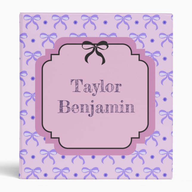 Pretty Pink and Violet Bows Binder (Front)