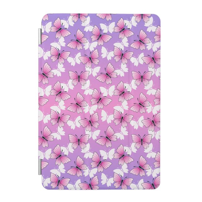 Pretty Pink and White Butterfly iPad Smart Cover (Front)