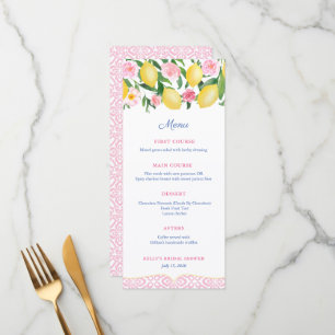 Pretty Pink And White Citrus Bridal Shower Menu