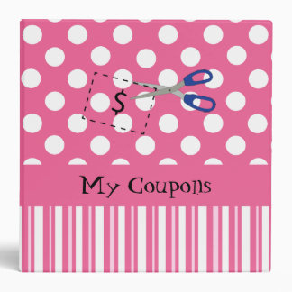 Pretty Pink and White Coupon Organizer 3 Ring Binder