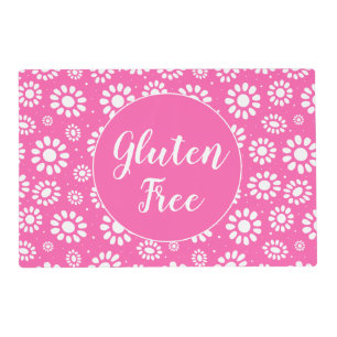 Pretty Pink and White Floral Gluten Free Celiac Placemat