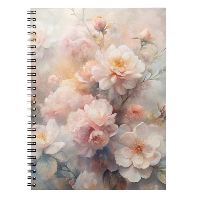 Pretty Pink and White Flowers  Notebook (Front)