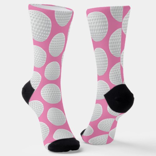 Pretty Pink and White Golf Ball Print  Socks