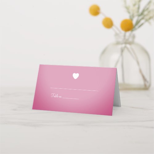 Pretty Pink  and White Heart Wedding Place Card