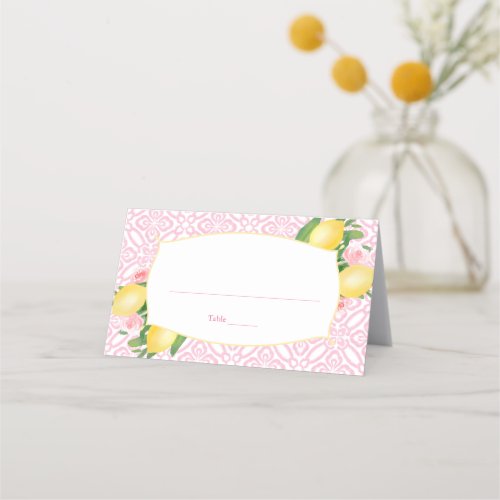 Pretty Pink And White Lemons Baby Shower For Girl  Place Card