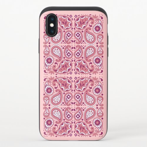 Pretty Pink and White Paisley Pattern Flowers iPhone X Slider Case