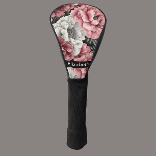 Pretty Pink and White Peony Personalized Golf Head Cover