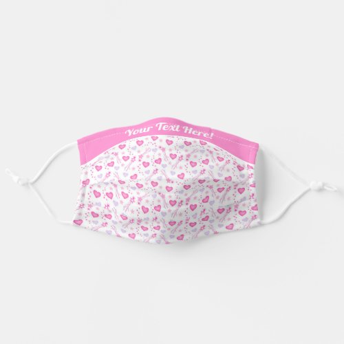 Pretty Pink and White Princess Hearts Pattern Adult Cloth Face Mask