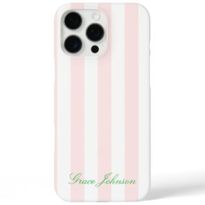 Pretty Pink and White Stripe Paris Inspired iPhone 16 Pro Max Case