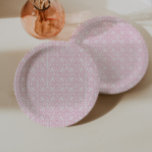 Pretty Pink And White Vintage Tile Print Paper Plates<br><div class="desc">This pretty paper plate design is without customization (I do offer customization options on the sister design to this). The background print was taken from a vintage azulejo tile (blue and white tile) and re-colored digitally in pink and white.</div>