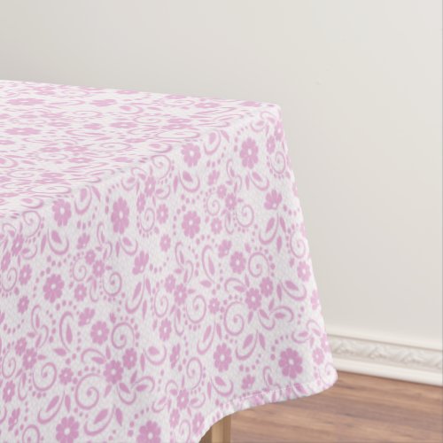 Pretty pink and white whimsy floral tablecloth