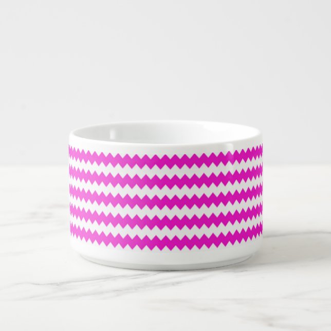 Pretty Pink and White ZigZag Chevron Bowl (Center)