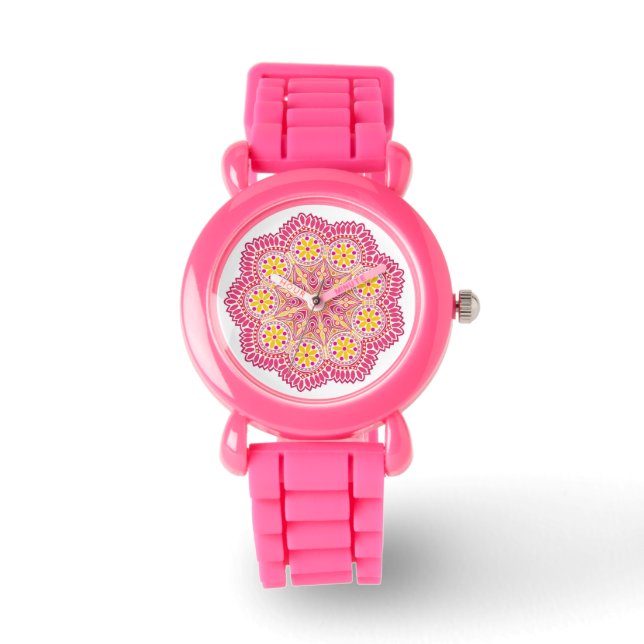 Pretty Pink and Yellow Mandela Watch (Front)