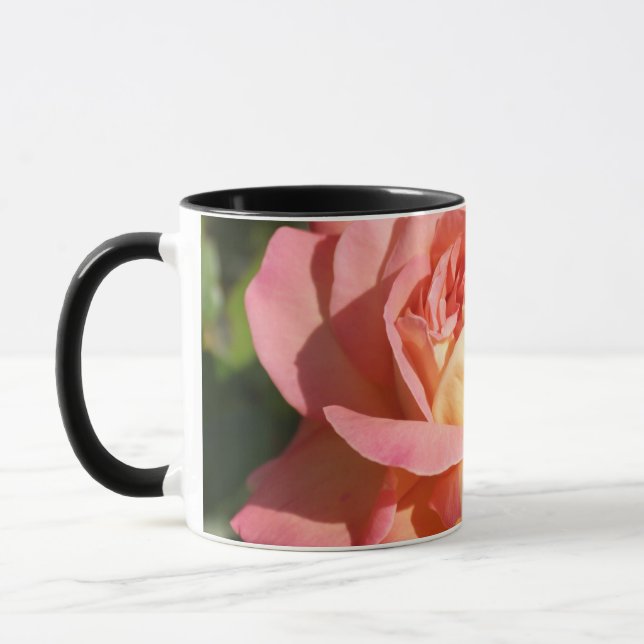 Pretty  pink and yellow rose flower, custom mug (Left)