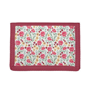 Pretty Pink and Yellow Vintage Floral Pattern Trifold Wallet