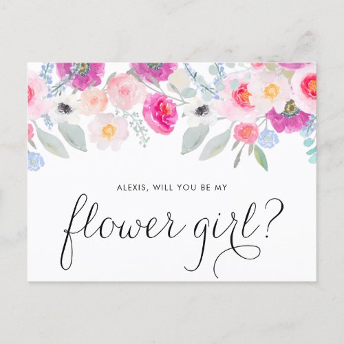 Pretty Pink Anemones Will You Be My Flower Girl Invitation Postcard