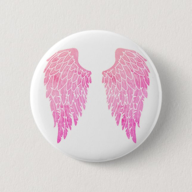 Pretty Pink Angel Wings Button (Front)