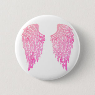 Pretty Pink Angel Wings Button
