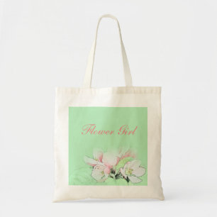 Pretty pink apple blossom flower girl tote bag