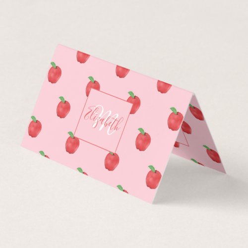 Pretty Pink Apples Fruits Summer Design Business Card
