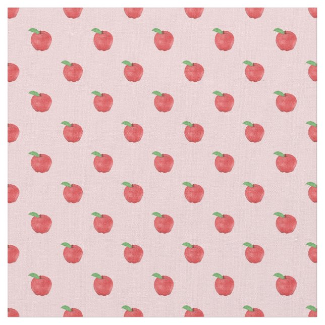 Pretty Pink Apples Fruits Summer Design Fabric (Close Up)