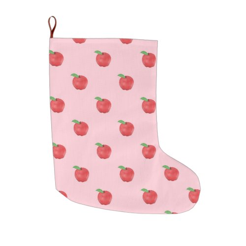 Pretty Pink Apples Fruits Summer Design Large Christmas Stocking