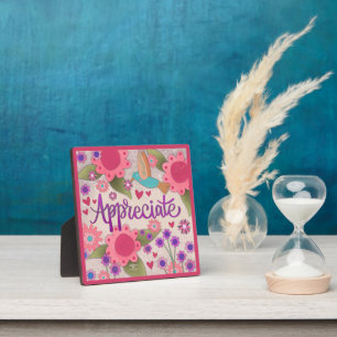 Pretty Pink Appreciate Inspirational Custom Floral Plaque