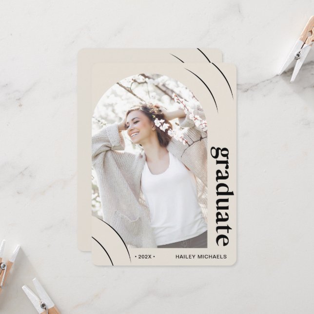 Pretty Pink Arch Photo Graduation Party Invitation (Front/Back In Situ)