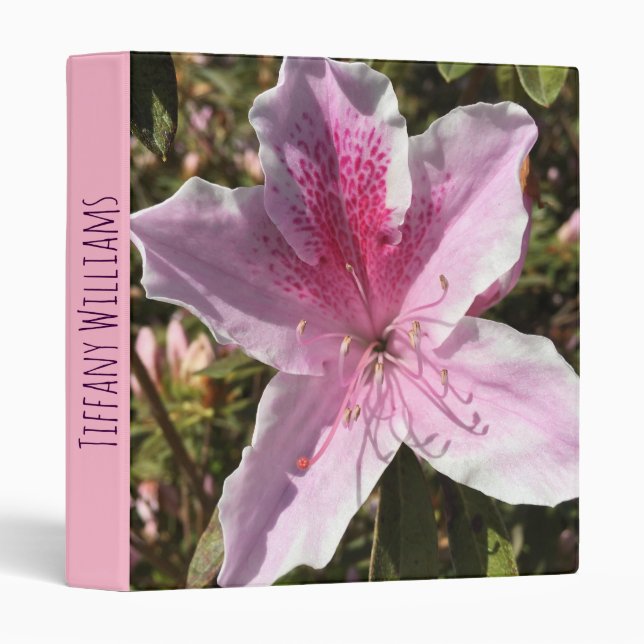 Pretty Pink Azalea 3 Ring Binder (Front/Spine)