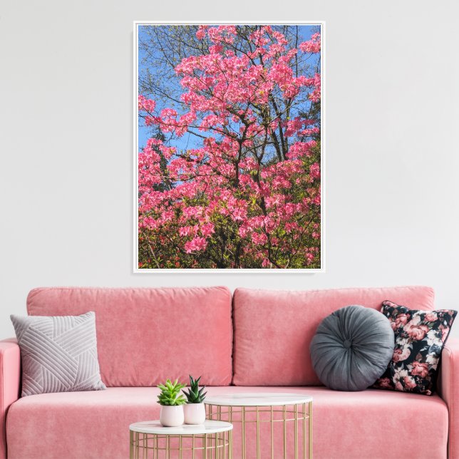 Pretty Pink Azaleas Floral Canvas Print (Insitu(LivingRoom))