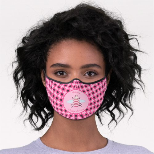 Pretty Pink Baby Girl Bee Baby Shower Custom Premium Face Mask