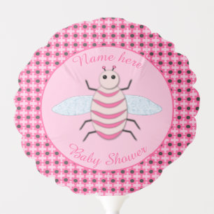 Pretty Pink Baby Girl Bee Custom Baby Shower Balloon