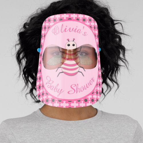 Pretty Pink Baby Girl Bee Custom Baby Shower Face Shield