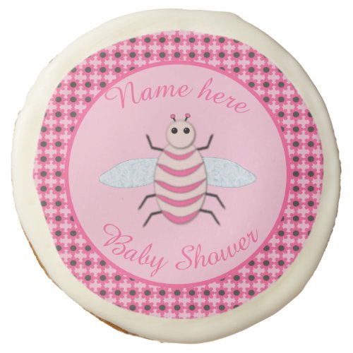 Pretty Pink Baby Girl Bee Custom Baby Shower Sugar Cookie
