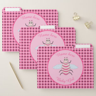 Pretty Pink Baby Girl Bee Custom File Folder