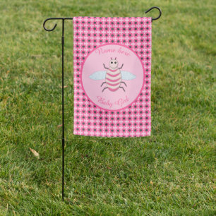 Pretty Pink Baby Girl Bee Custom Garden Flag