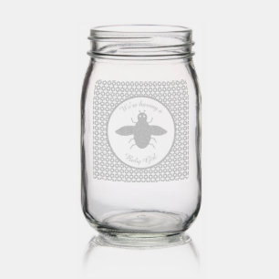 Pretty Pink Baby Girl Bee Custom Gender Reveal Mason Jar