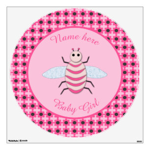 Pretty Pink Baby Girl Bee Custom Nursery Wall Decal