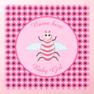 Pretty Pink Baby Girl Bee Custom Nursery Wall Decal