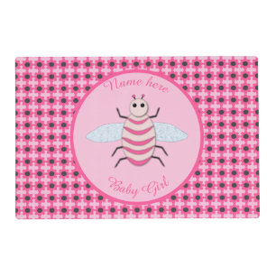 Pretty Pink Baby Girl Bee Custom Placemat