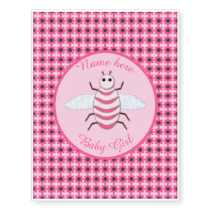 Pretty Pink Baby Girl Bee Custom Temporary Tattoos