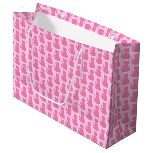 Pretty Pink Baby Girl Cat Baby Shower Patterned Large Gift Bag